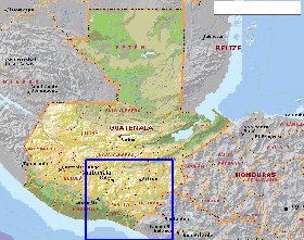 Administrativa mapa de Guatemala em ingles