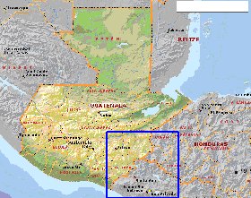 Administrativa mapa de Guatemala em ingles