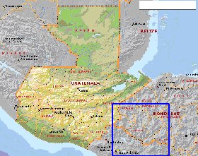 Administrativa mapa de Guatemala em ingles