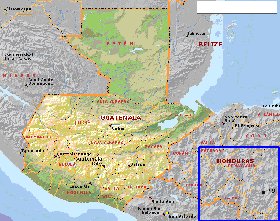 Administrativa mapa de Guatemala em ingles