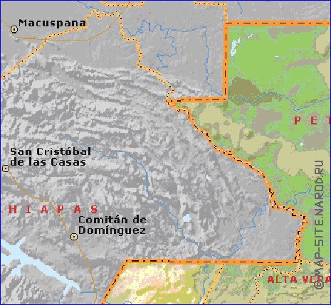 Administrativa mapa de Guatemala em ingles