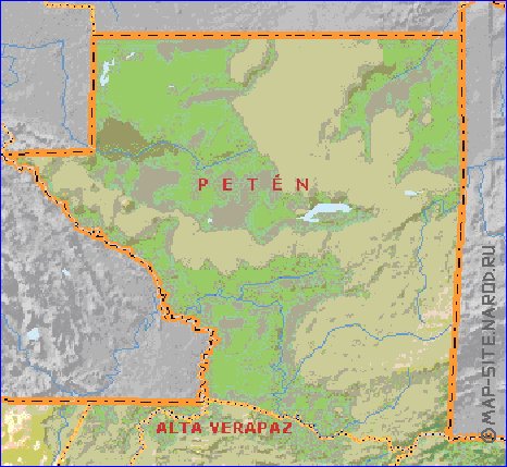 Administrativa mapa de Guatemala em ingles