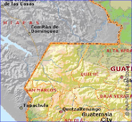 Administratives carte de Guatemala en anglais