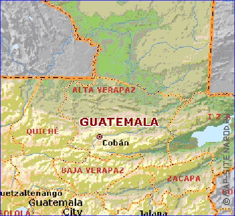 Administratives carte de Guatemala en anglais