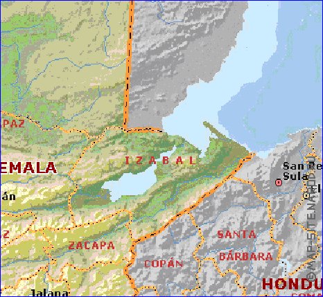 Administrativa mapa de Guatemala em ingles