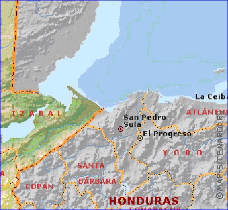 Administrativa mapa de Guatemala em ingles