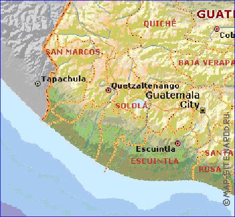 Administrativa mapa de Guatemala em ingles