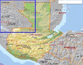 Administrativa mapa de Guatemala em ingles