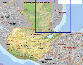 Administrativa mapa de Guatemala em ingles