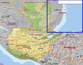 Administrativa mapa de Guatemala em ingles