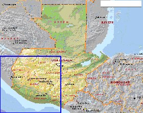 Administrativa mapa de Guatemala em ingles