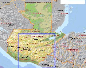 Administrativa mapa de Guatemala em ingles