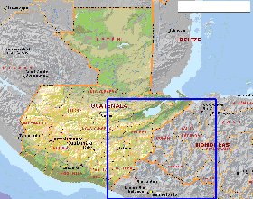 Administrativa mapa de Guatemala em ingles