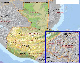 Administrativa mapa de Guatemala em ingles