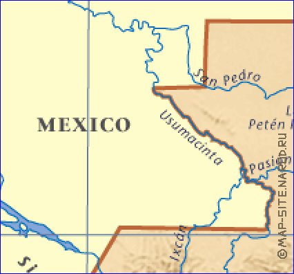 carte de Guatemala en anglais