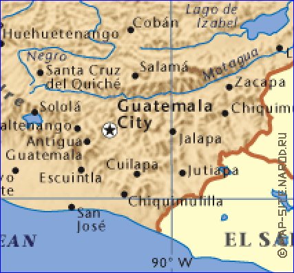 mapa de Guatemala em ingles