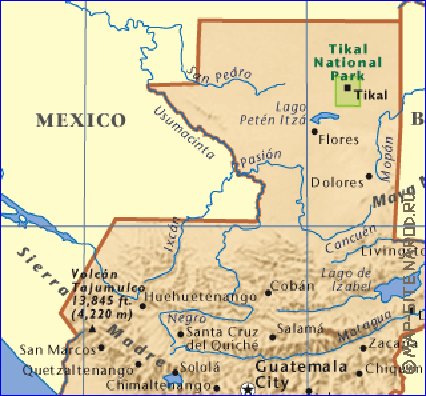 carte de Guatemala en anglais