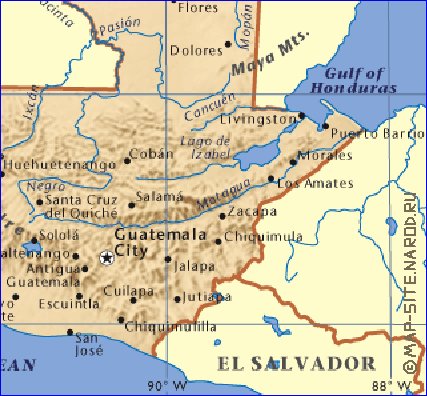 mapa de Guatemala em ingles