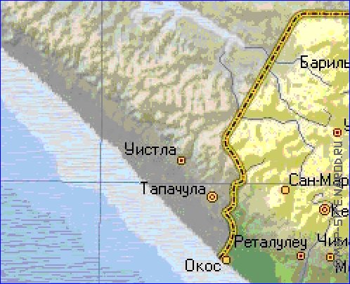 Fisica mapa de Guatemala