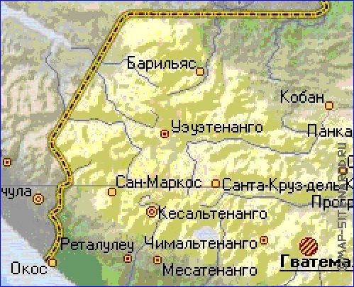 Fisica mapa de Guatemala