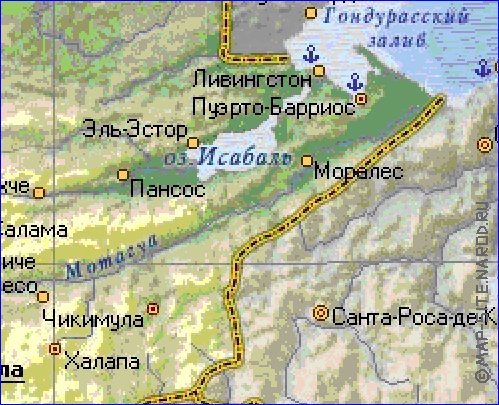 Fisica mapa de Guatemala