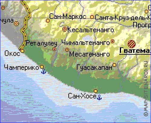 Fisica mapa de Guatemala