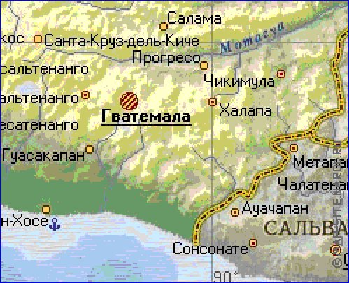 Fisica mapa de Guatemala