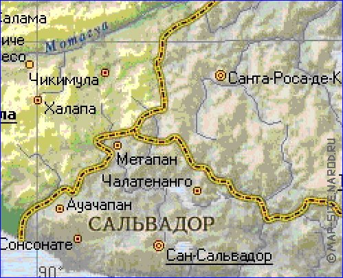 Fisica mapa de Guatemala