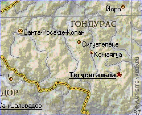 Fisica mapa de Guatemala