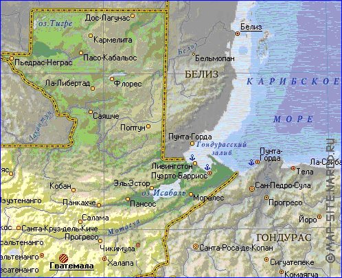 Fisica mapa de Guatemala