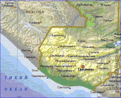 Fisica mapa de Guatemala