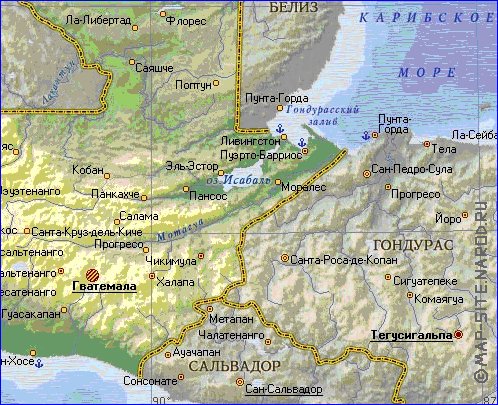 Fisica mapa de Guatemala