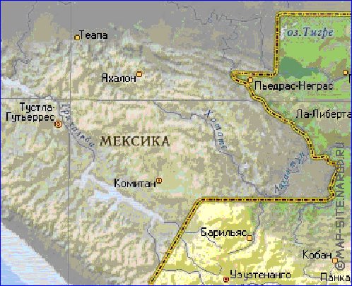 Fisica mapa de Guatemala