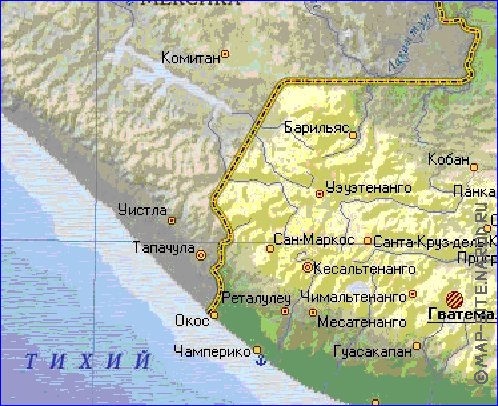 Fisica mapa de Guatemala