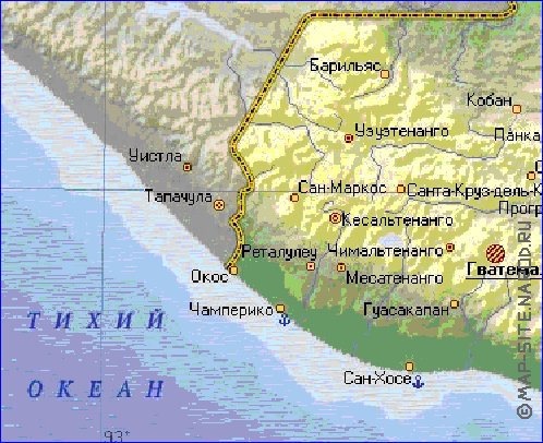 Fisica mapa de Guatemala