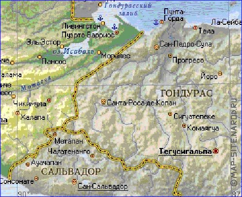 Fisica mapa de Guatemala