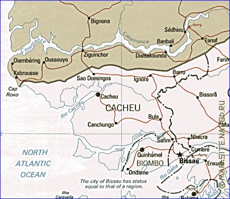 Administrativa mapa de Guine-Bissau